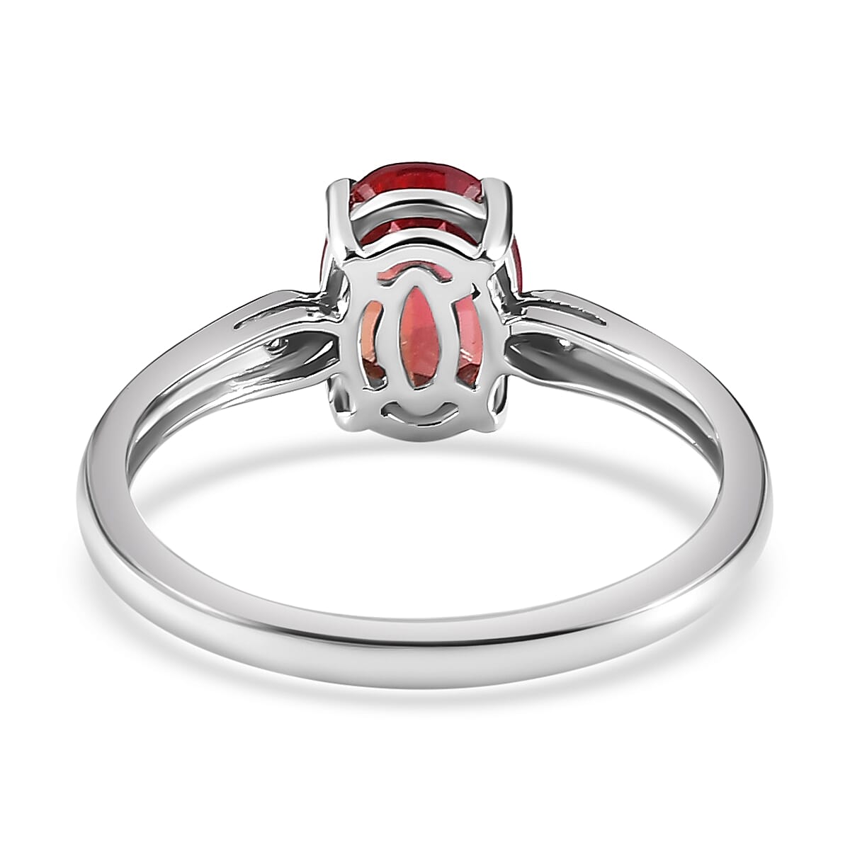 Lab Created Padparadscha Sapphire & Natural Zircon Ring in Platinum Overlay Sterling Silver 1.81 Ct.