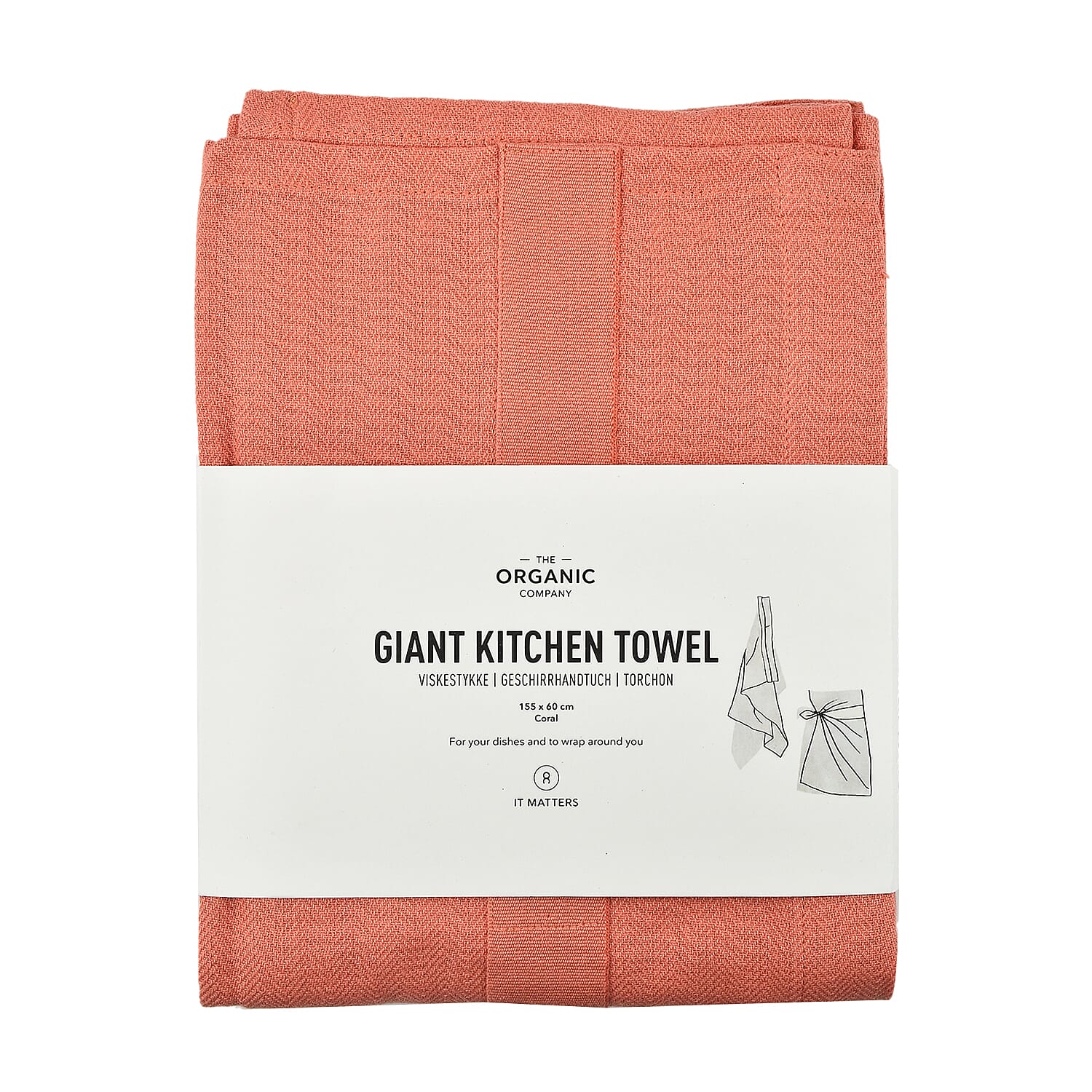 The Organic Company Closeout- Giant Kitchen Towel (Size 156x60 cm) - Coral