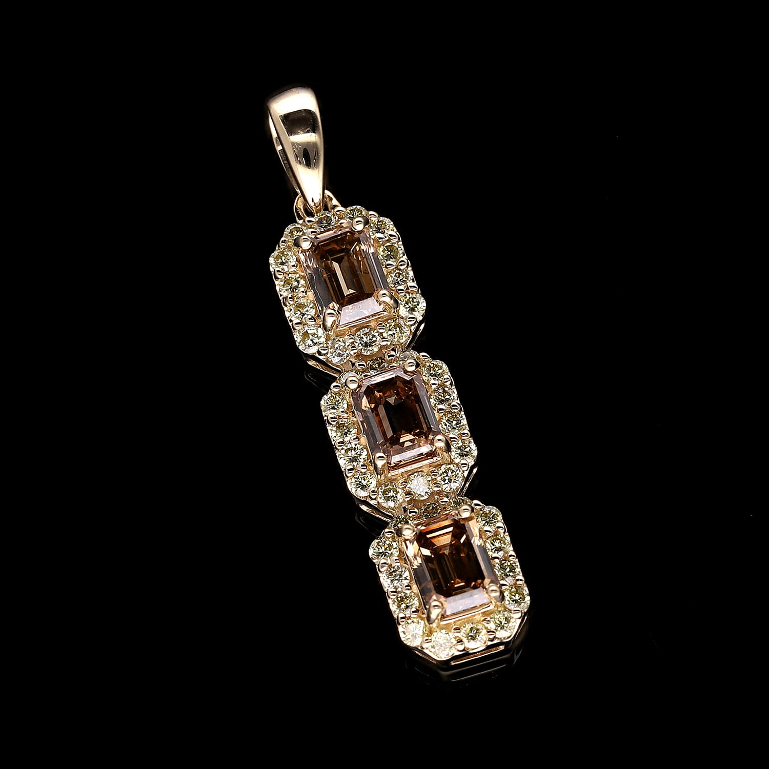 14K Yellow Gold SGL Appraised and Certified Natural Champagne Diamond,  Yellow Diamond (SI- I1-I2 ) Pendant 2.00 Ct