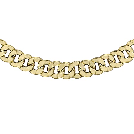 Diamond Cut 4.3mm Round Link Curb Chain 18 Inch in 9K Yellow Gold
