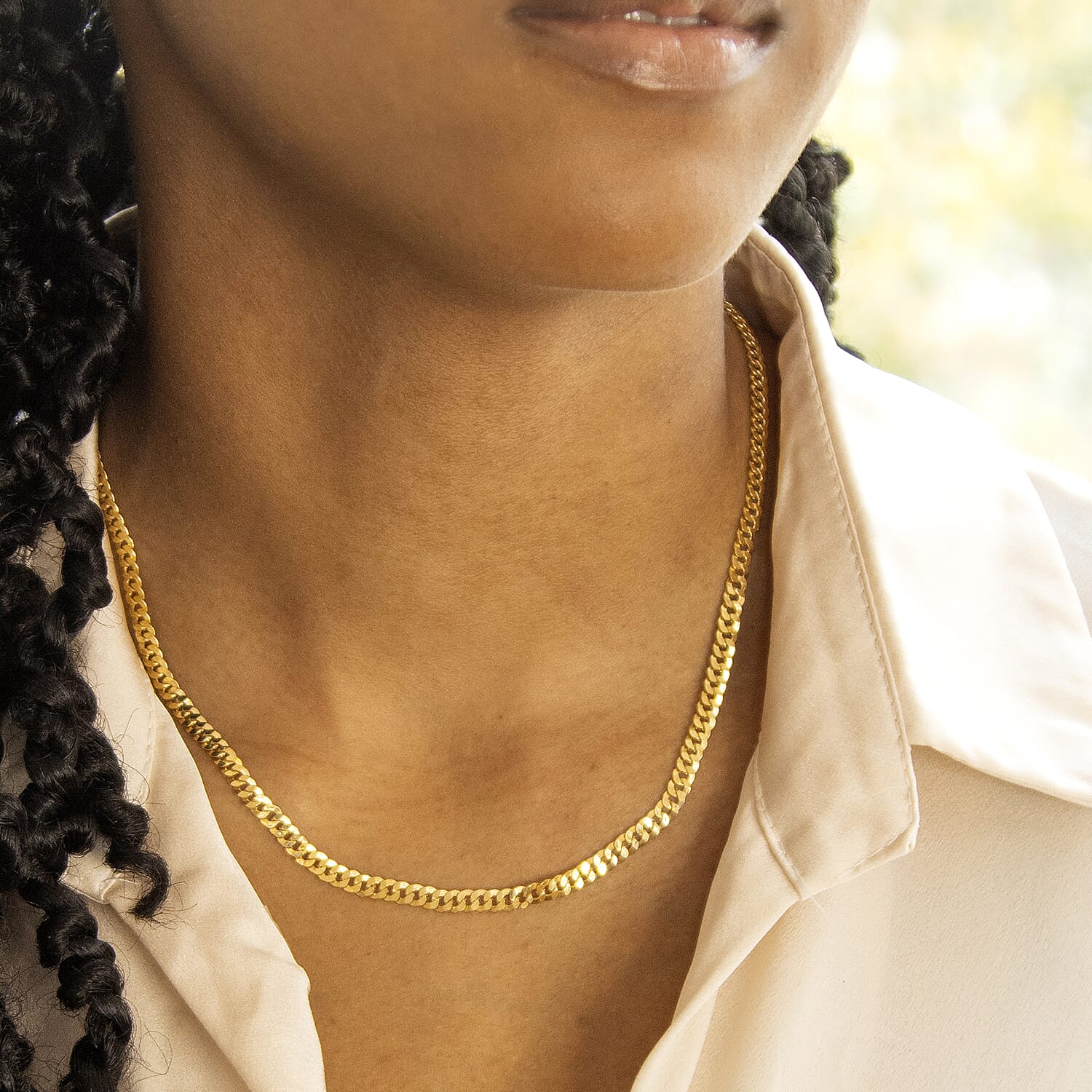 9K Yellow Gold Round Curb Chain With Lobster Clasp (Size - 18)