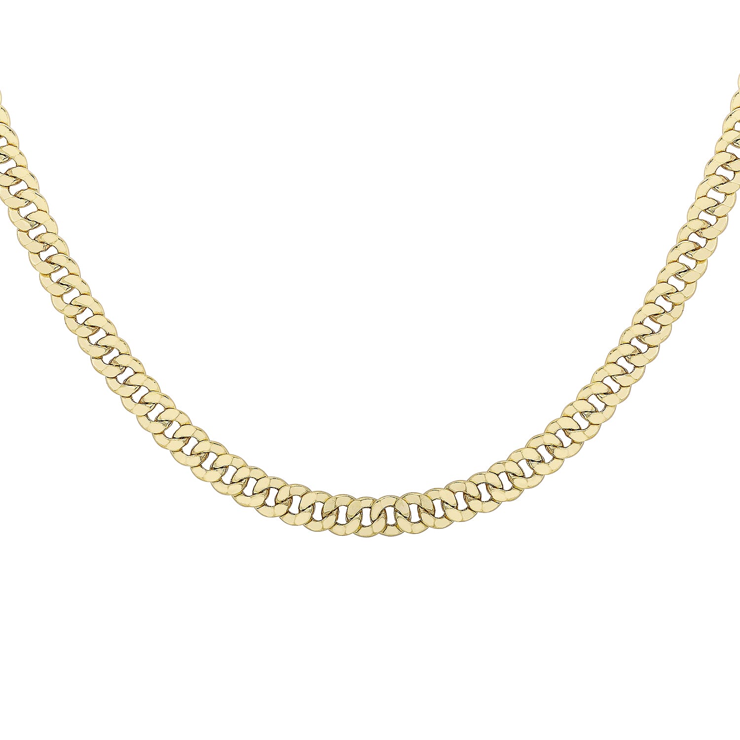 9K Yellow Gold Round Curb Chain With Lobster Clasp (Size - 18)