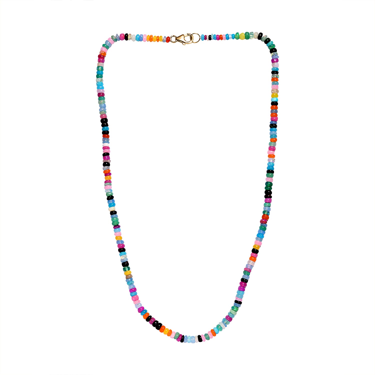 Closeout Deal - 9K Yellow Gold Multi Opal Beads Necklace (Size - 18) 40.56 Ct