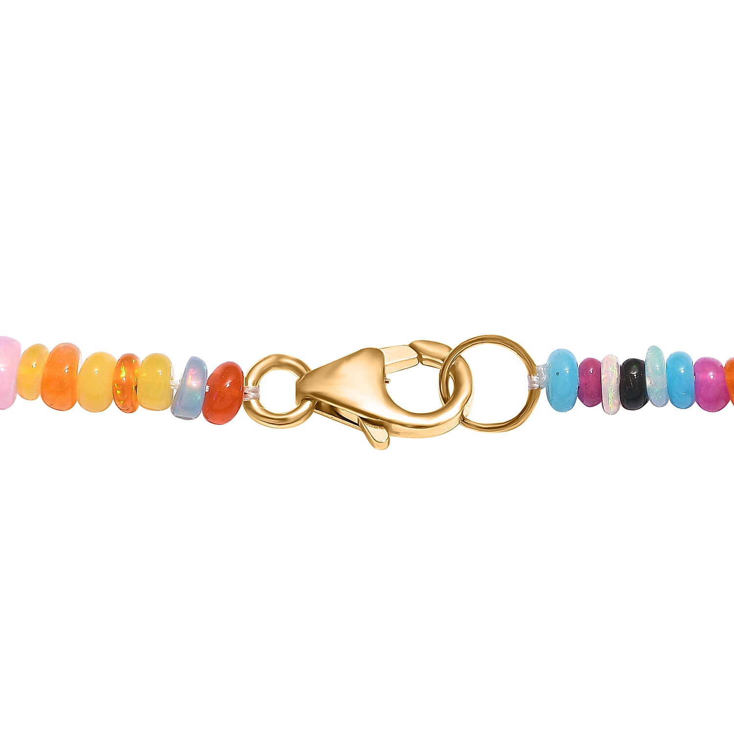 Closeout Deal - 9K Yellow Gold Multi Opal Beads Necklace (Size - 18) 40.56 Ct