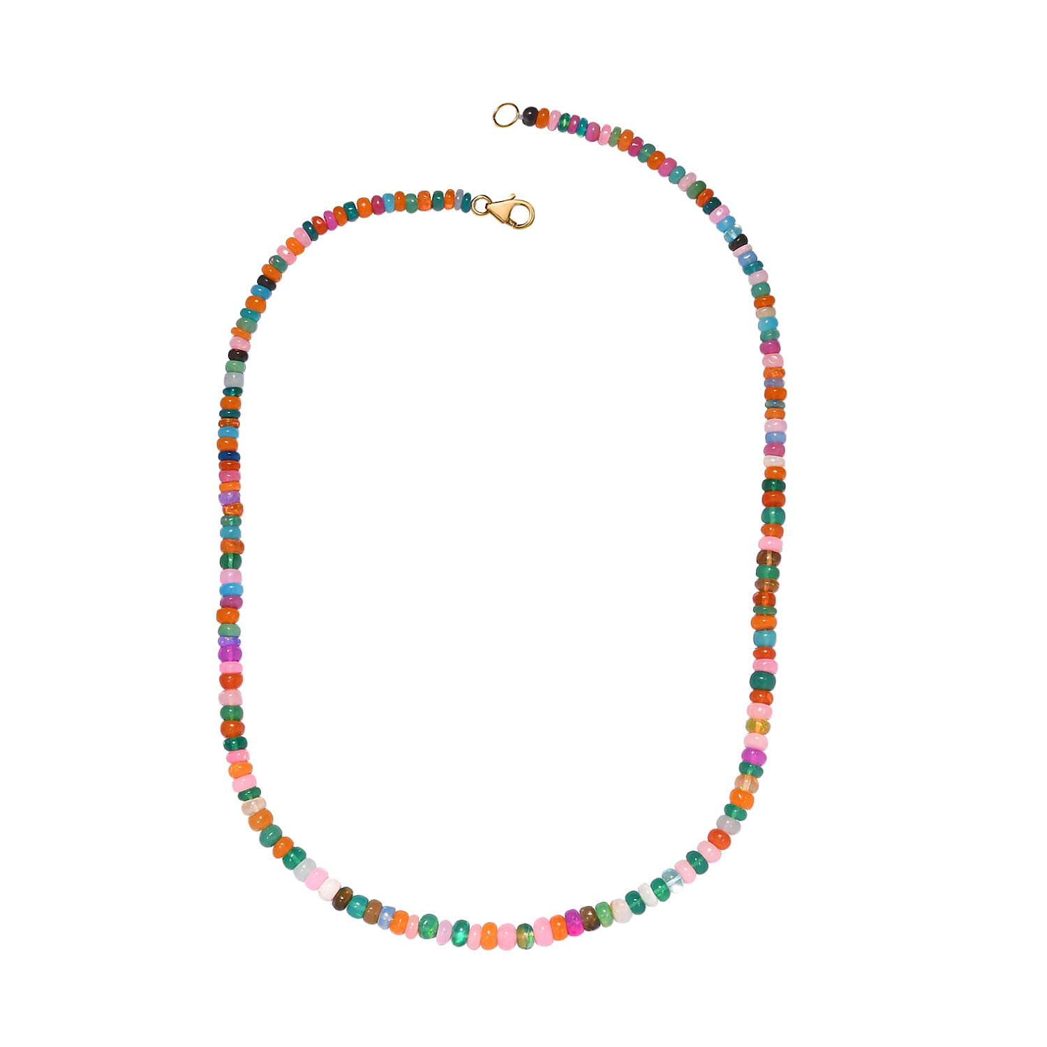 Tucson Gem Find-9K Yellow Gold AAAA Natural Multi Opal  Necklace (Size - 18) 57.22 Ct