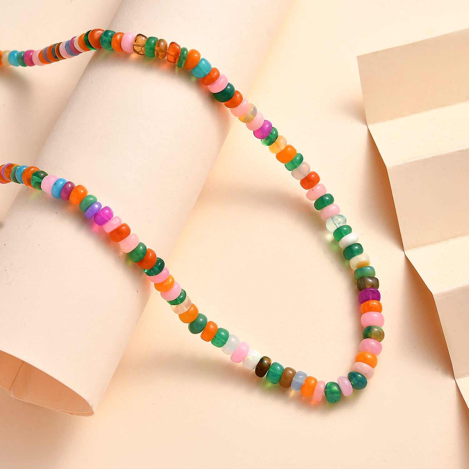 Tucson Gem Find-9K Yellow Gold AAAA Natural Multi Opal  Necklace (Size - 18) 57.22 Ct