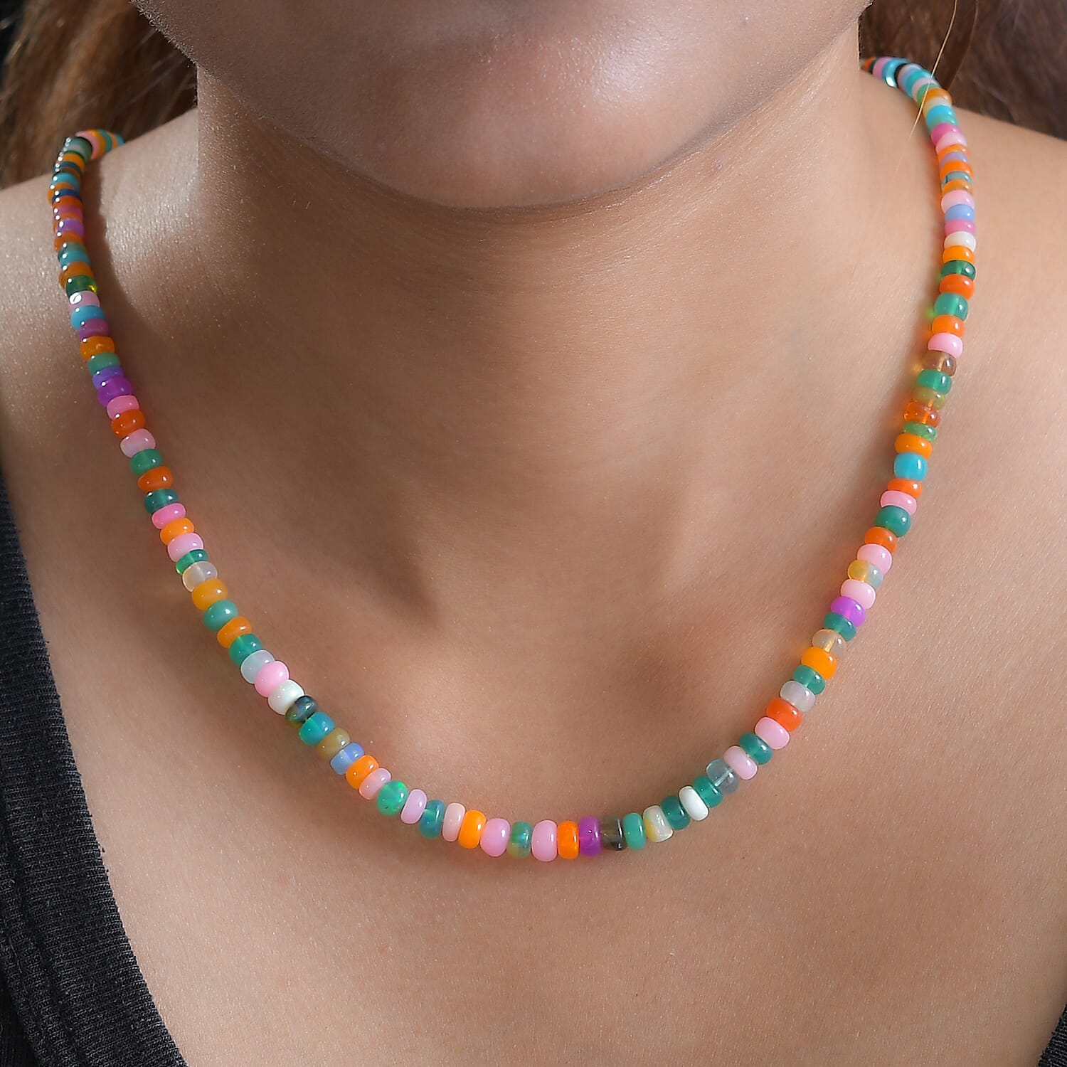 Tucson Gem Find-9K Yellow Gold AAAA Natural Multi Opal  Necklace (Size - 18) 57.22 Ct