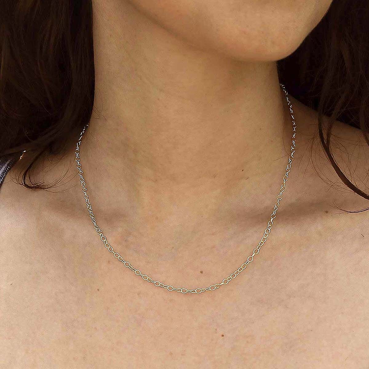 9K Yellow Gold Trace Chain With Spring Ring Clasp (Size - 16)