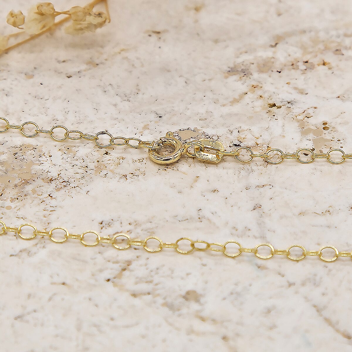 9K Yellow Gold Trace Chain With Spring Ring Clasp (Size - 16)