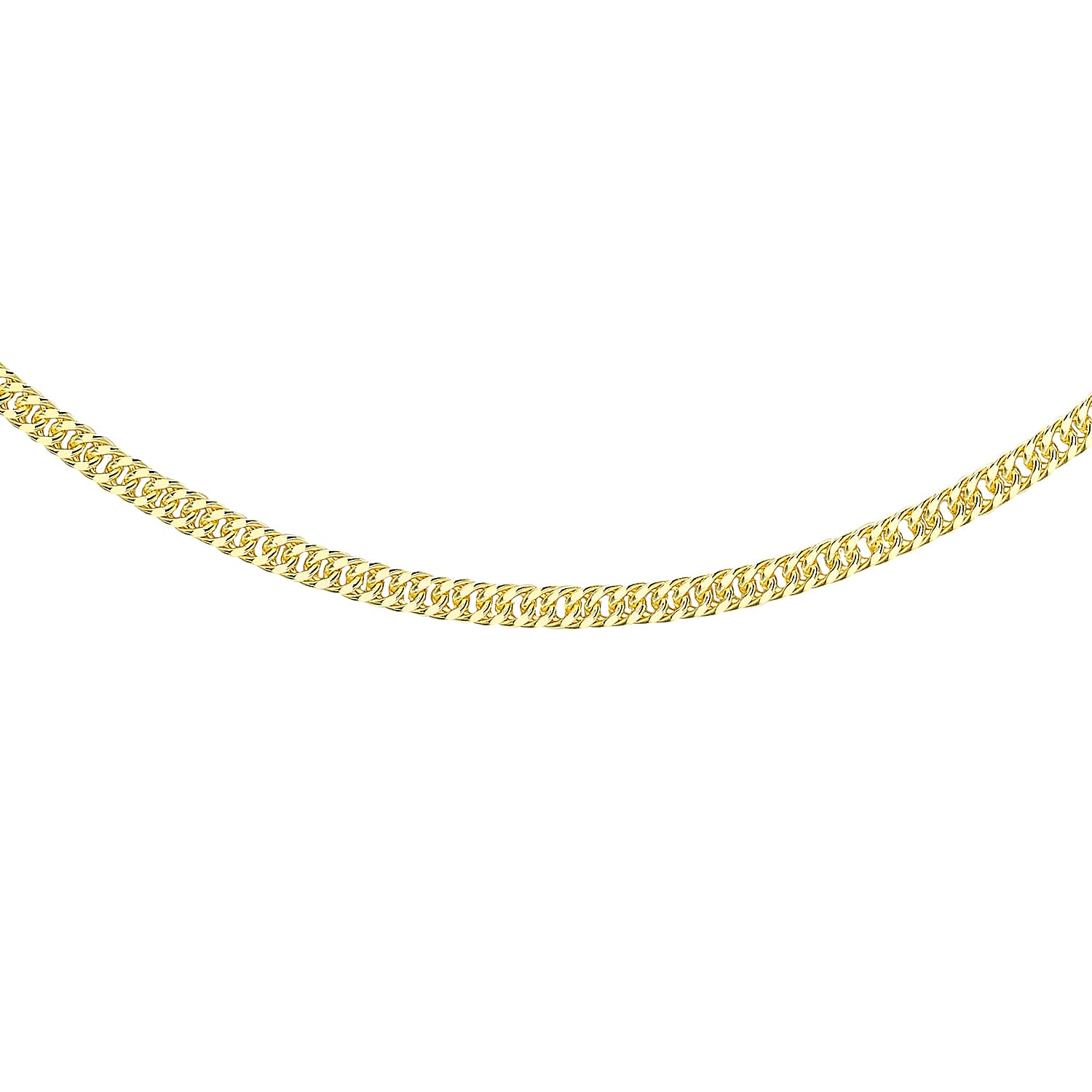 9K Yellow Gold Hollow Triple-Curb Chain With Spring Ring Clasp (Size - 16)