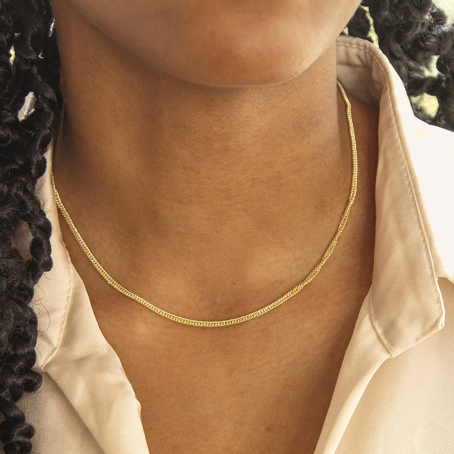 9K Yellow Gold Hollow Triple-Curb Chain With Spring Ring Clasp (Size - 16)