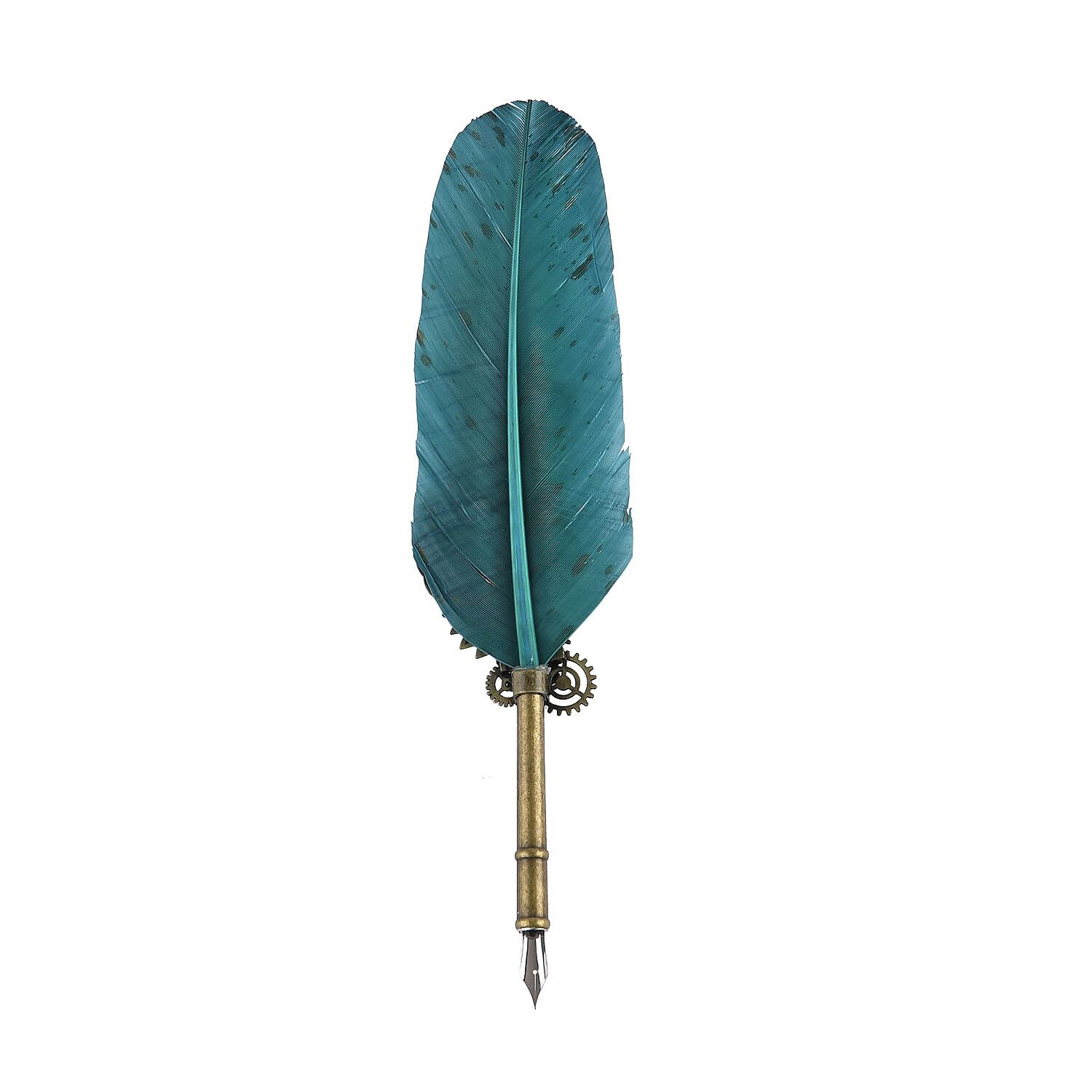 Vintage Carving Feather Pen Gift Box - Green, Black - Gold