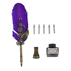 Vintage Carving Feather Pen Gift Box - Green, Black - Gold