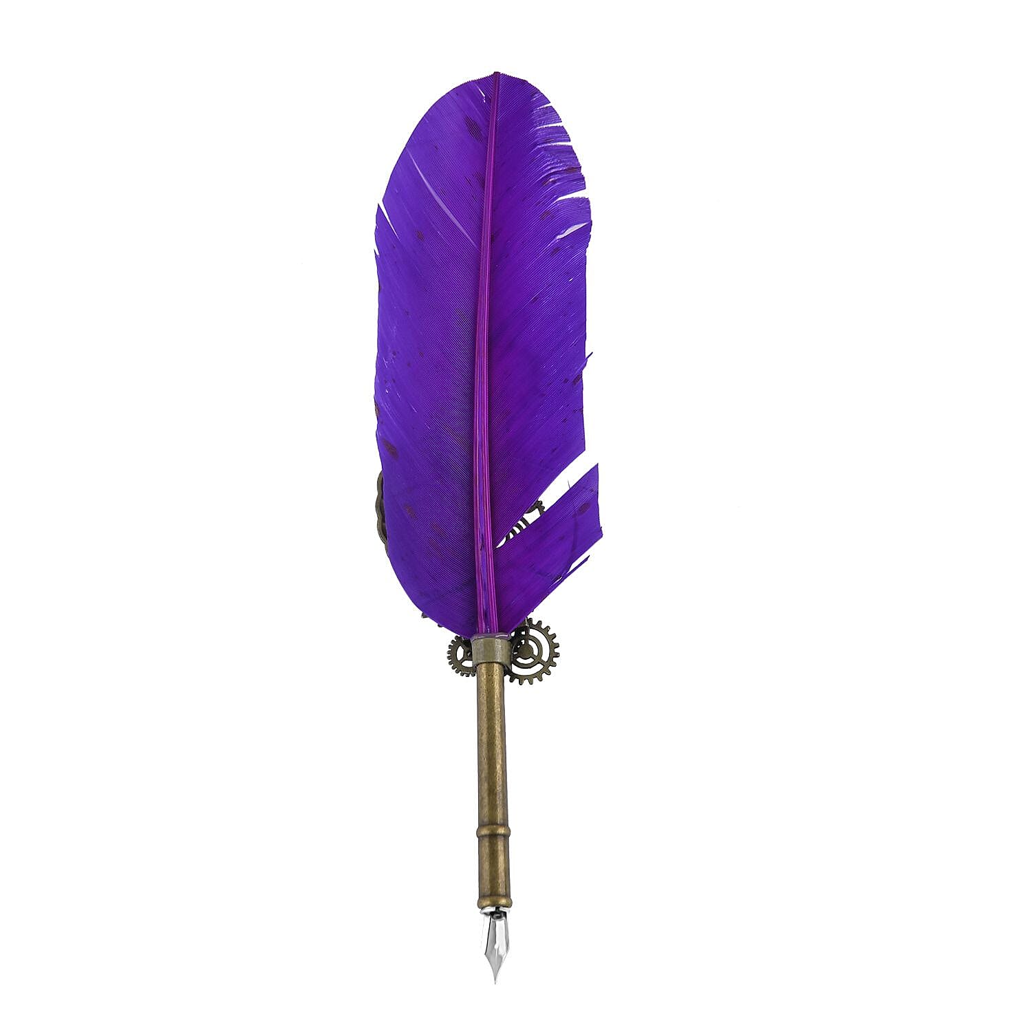 Vintage Carving Feather Pen Gift Box - Purple, Black & Gold