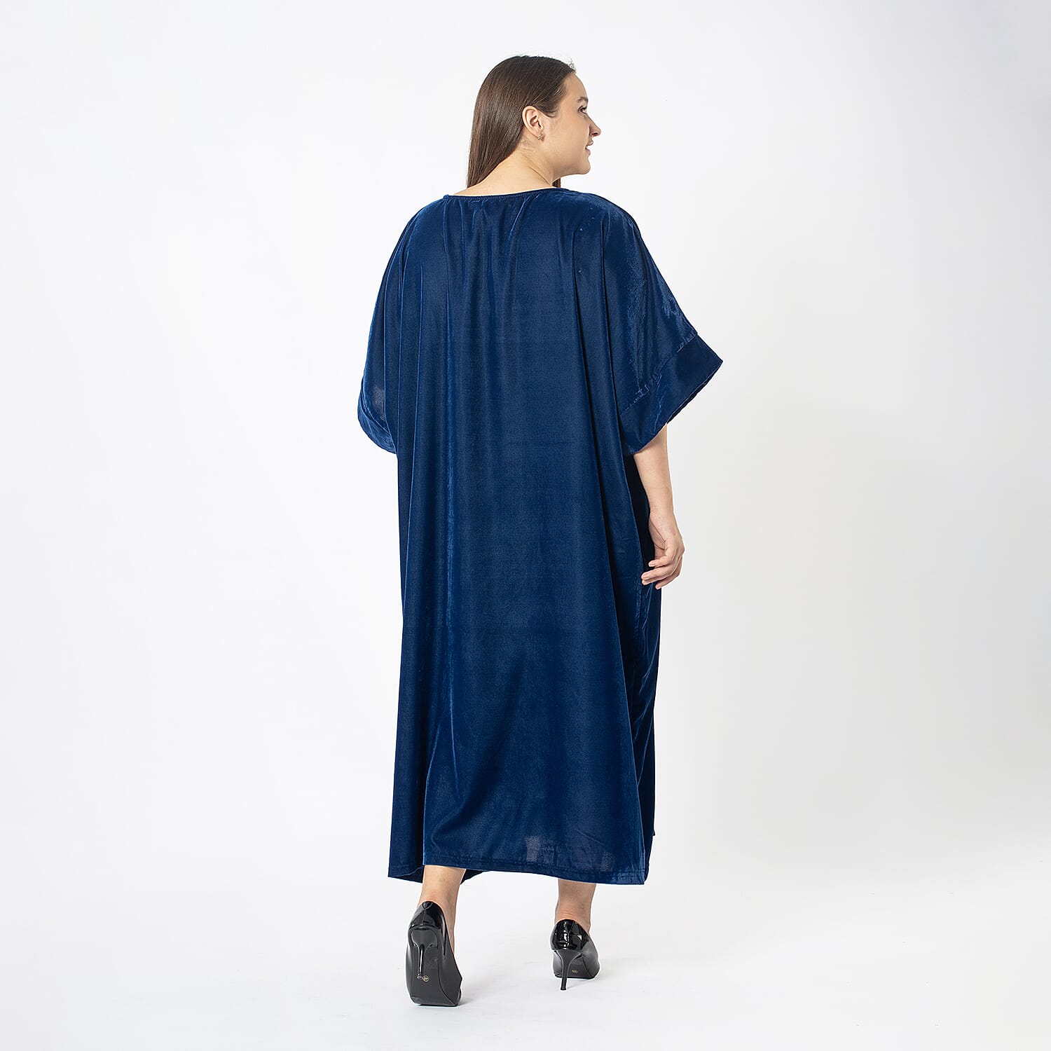  Front Yoke Embroidered Kaftan (One Size) - Black