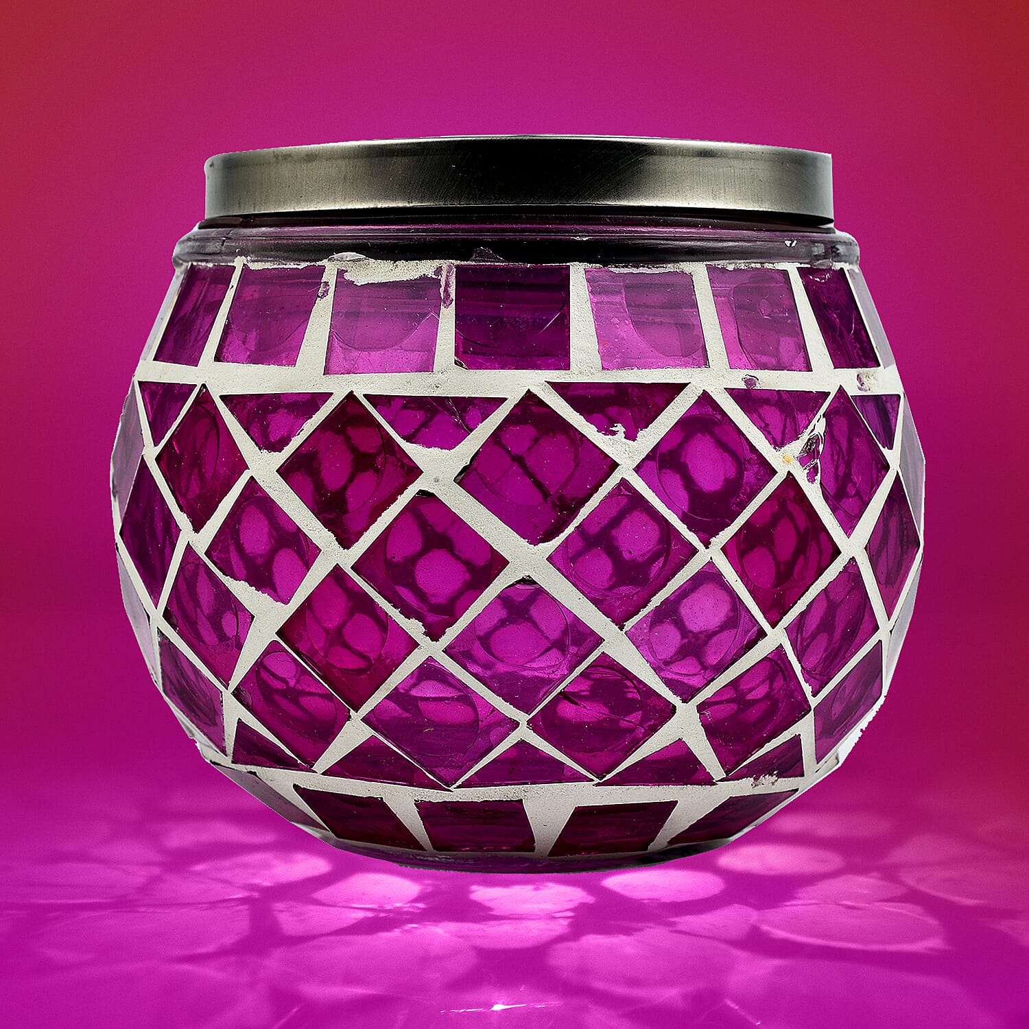 Closeout Deal - Outdoor Mosaic Solar Light Stake Decor for Garden - Pink