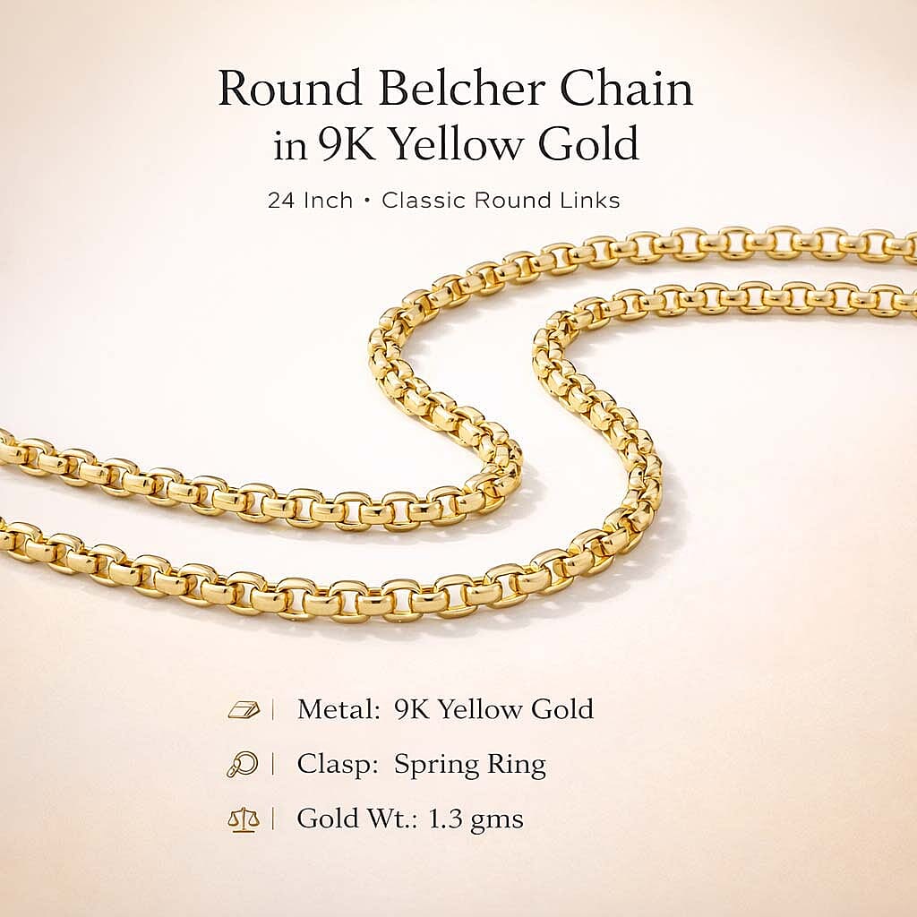 9K Yellow Gold  Chain (Size - 24),  Gold Wt. 1.3 Gms