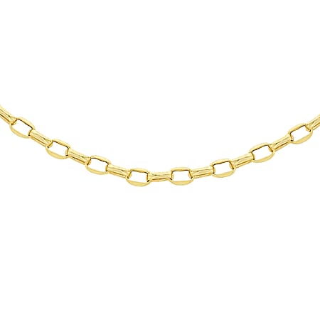Diamond Cut Oval Belcher Chain 18 Inch in 9K Yellow Gold