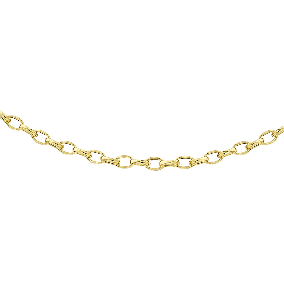 9K Yellow Gold Oval Belcher Chain With Spring Ring Clasp (Size - 18)