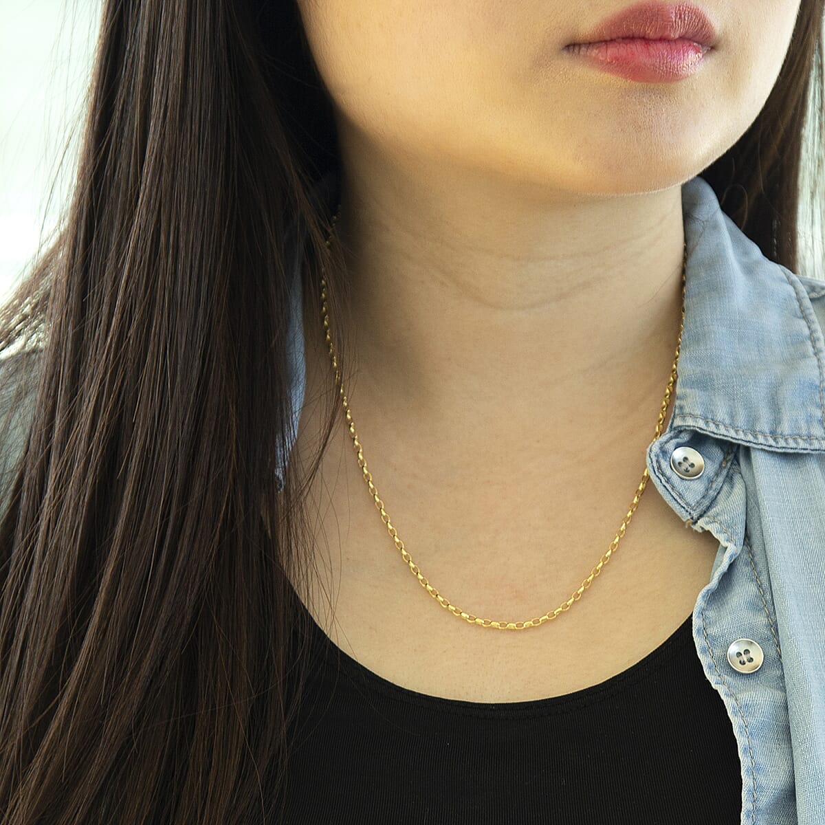 9K Yellow Gold Oval Belcher Chain With Spring Ring Clasp (Size - 18)