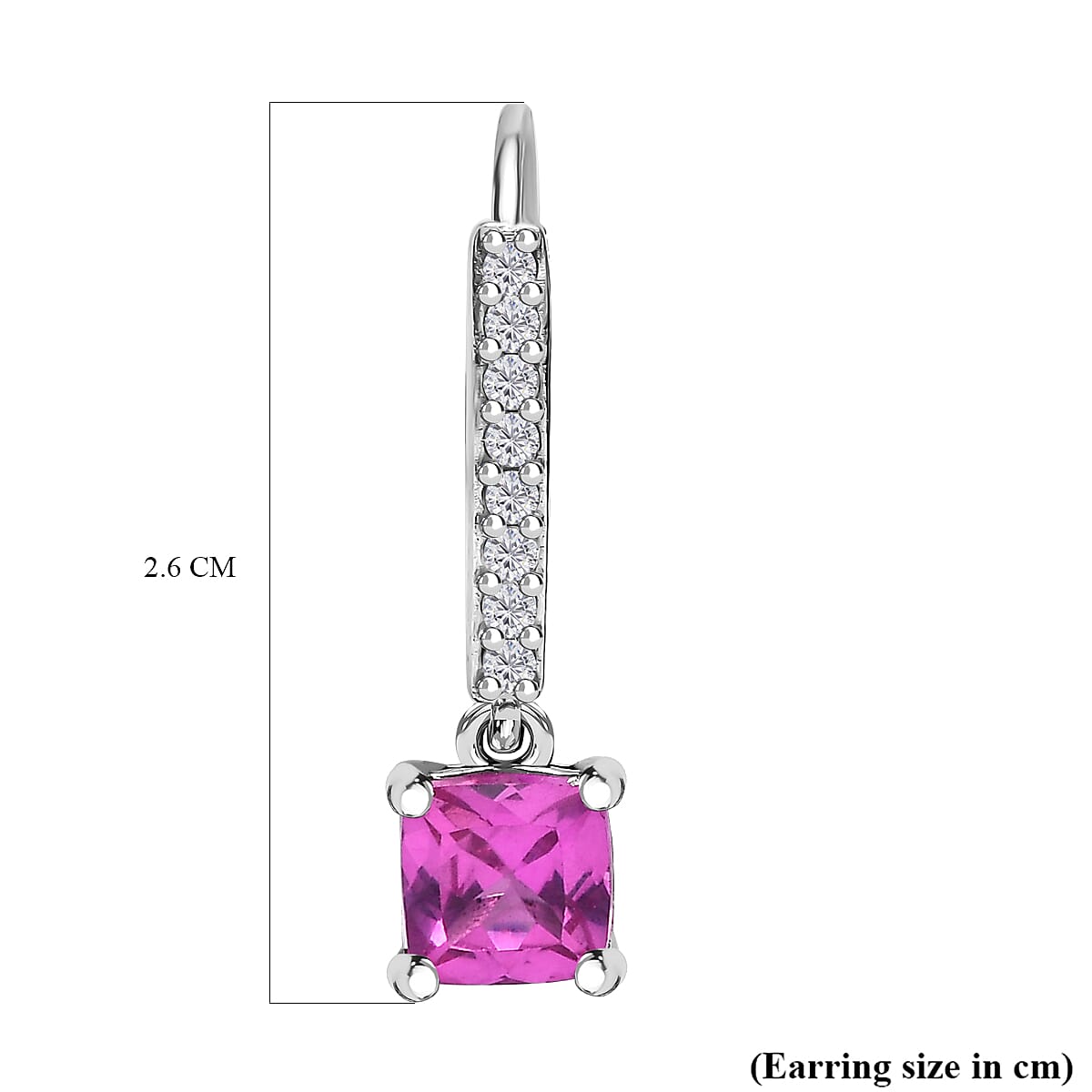 Premium Lab Created Pink Sapphire and Natural Zircon Dangle Earrings in Platinum Overlay Sterling Silver 3.25 Ct