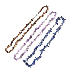 DOD - Lapis Lazuli, Amethyst and Yellow Tigers Eye Necklace (Size - 20) 689.30 Ct