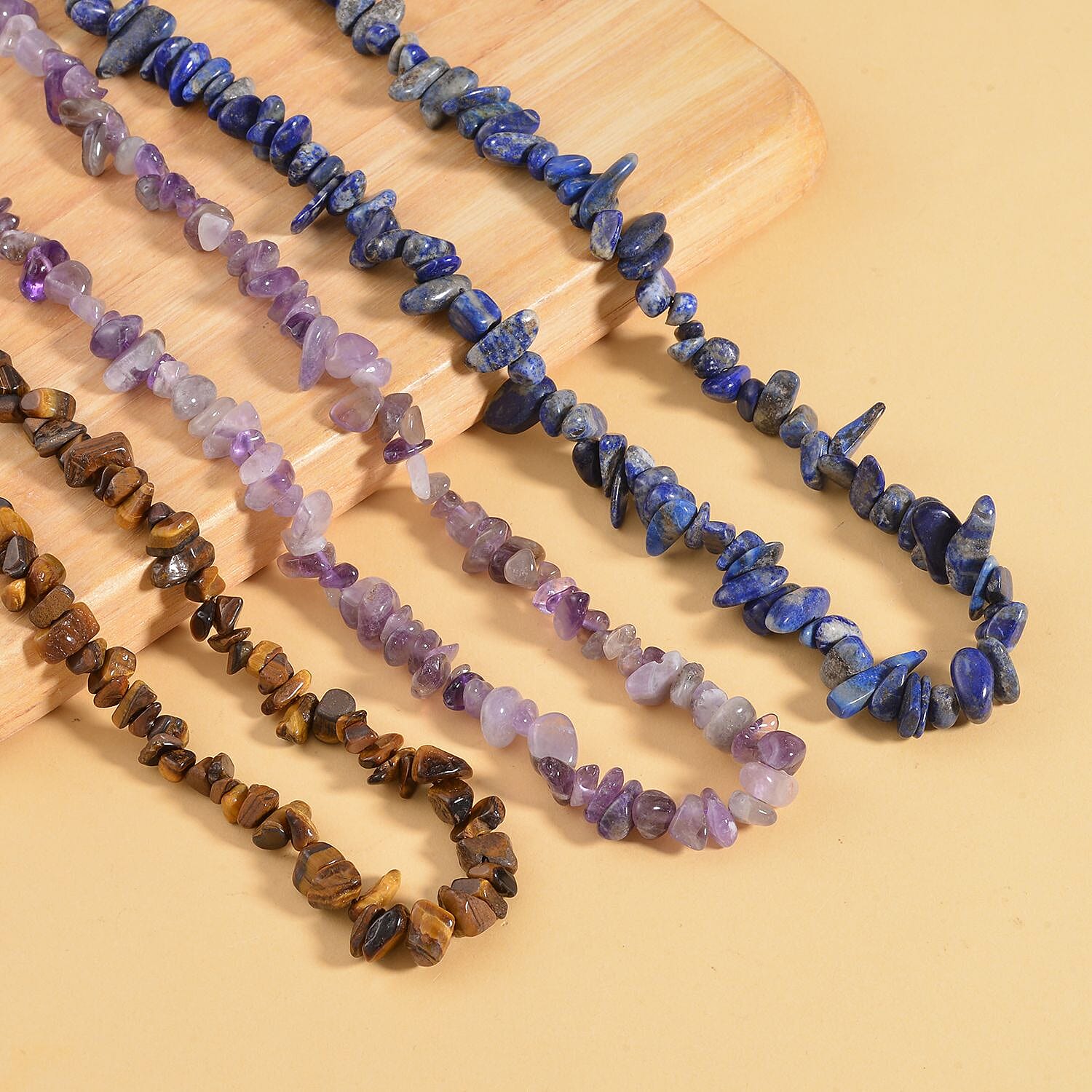DOD - Lapis Lazuli, Amethyst and Yellow Tigers Eye Necklace (Size - 20) 689.30 Ct
