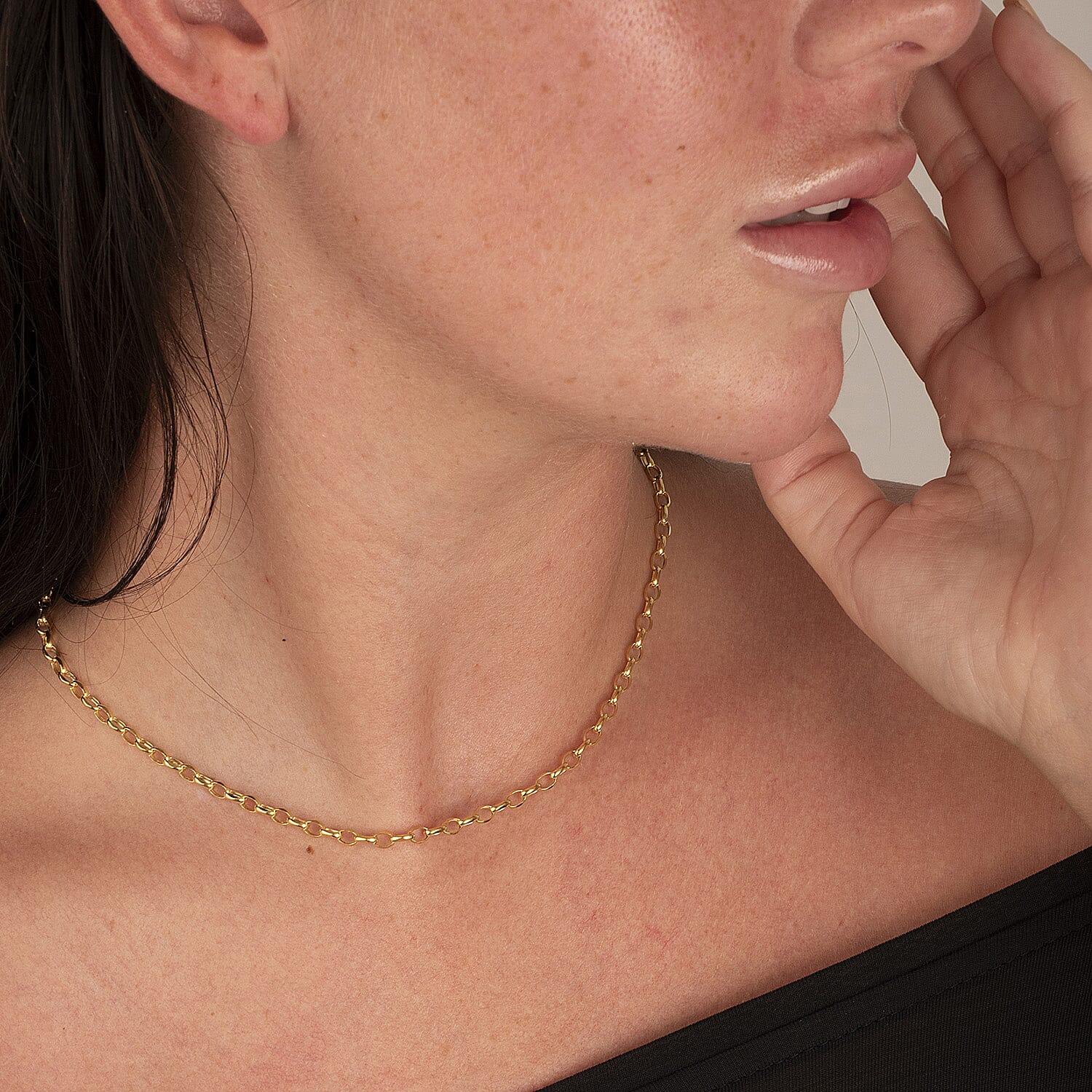 9K Yellow Gold Oval Belcher Chain With Lobster Clasp (Size - 18)