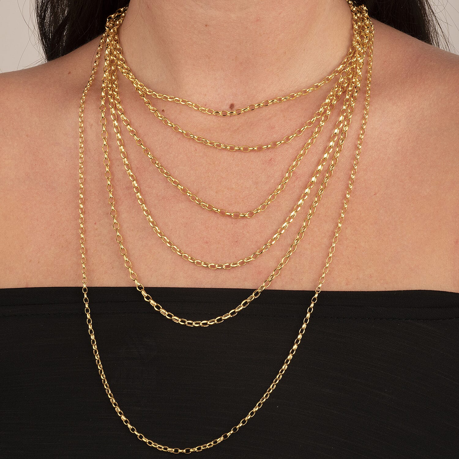 9K Yellow Gold Oval Belcher Chain With Lobster Clasp (Size - 18)