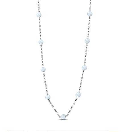 Milky Aquamarine Beads Necklace (Size-24) in Stainless Steel 21.04 Ct. Milky Aquamarine Beads Necklace (Size-24) in Stainless Steel 21.04 Ct.