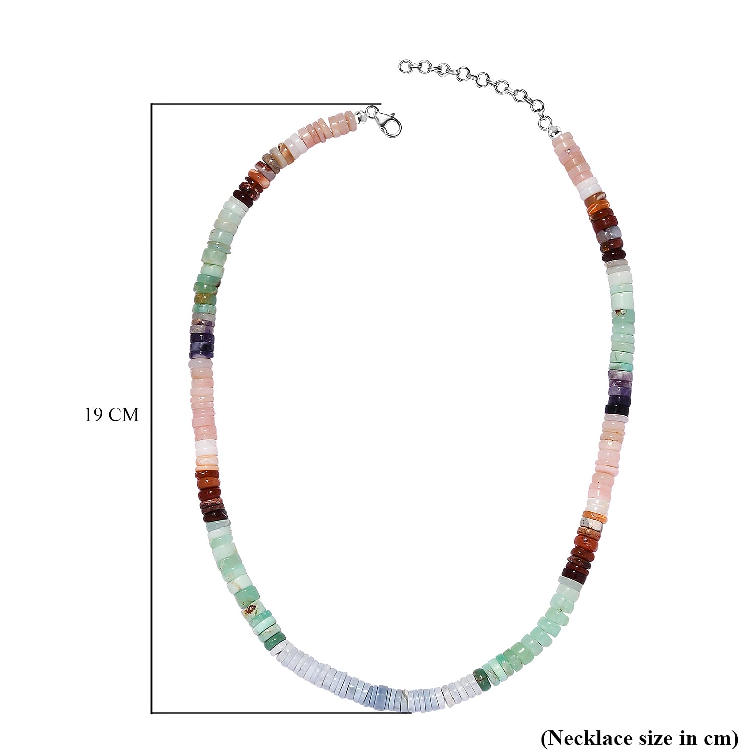 Very Rare Multi Opal Necklace (Size - 20) in Rhodium Overlay Sterling Silver 152.32 Ct Very Rare Multi Opal Necklace (Size - 20) in Rhodium Overlay Sterling Silver 152.32 Ct