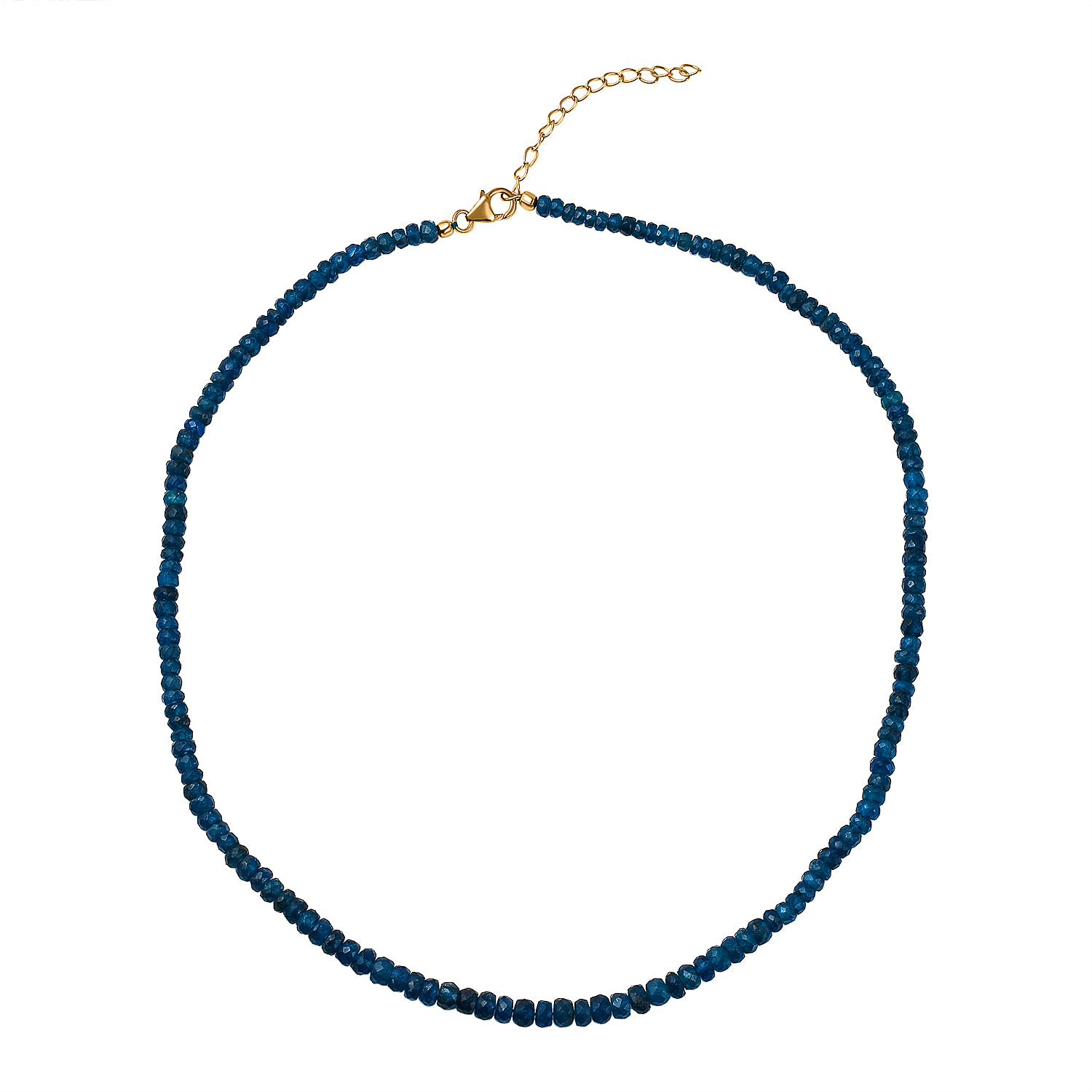 Malgache Neon Apatite Beads Necklace (Size - 20 with Extender) in Sterling Silver with 18K Vermeil Yellow Gold 80.77 Ct.