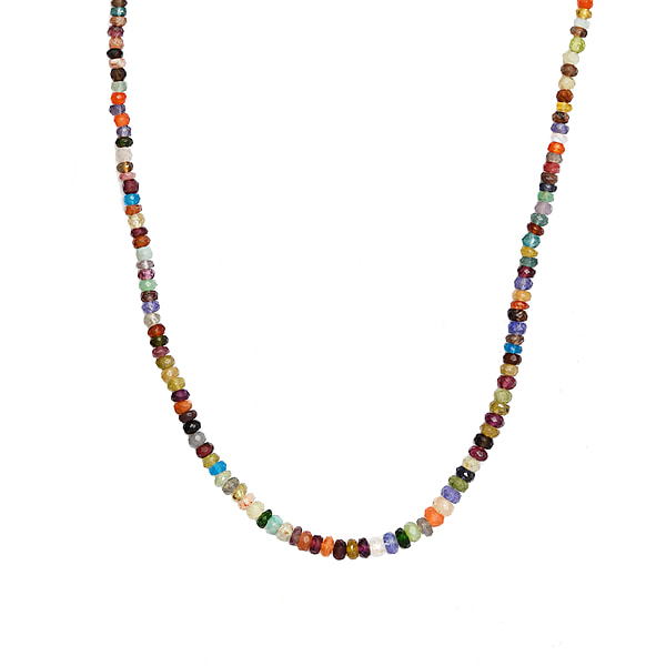 Multi Gemstones Necklace (Size - 18) in 18K Vermeil Yellow Gold Plating ...