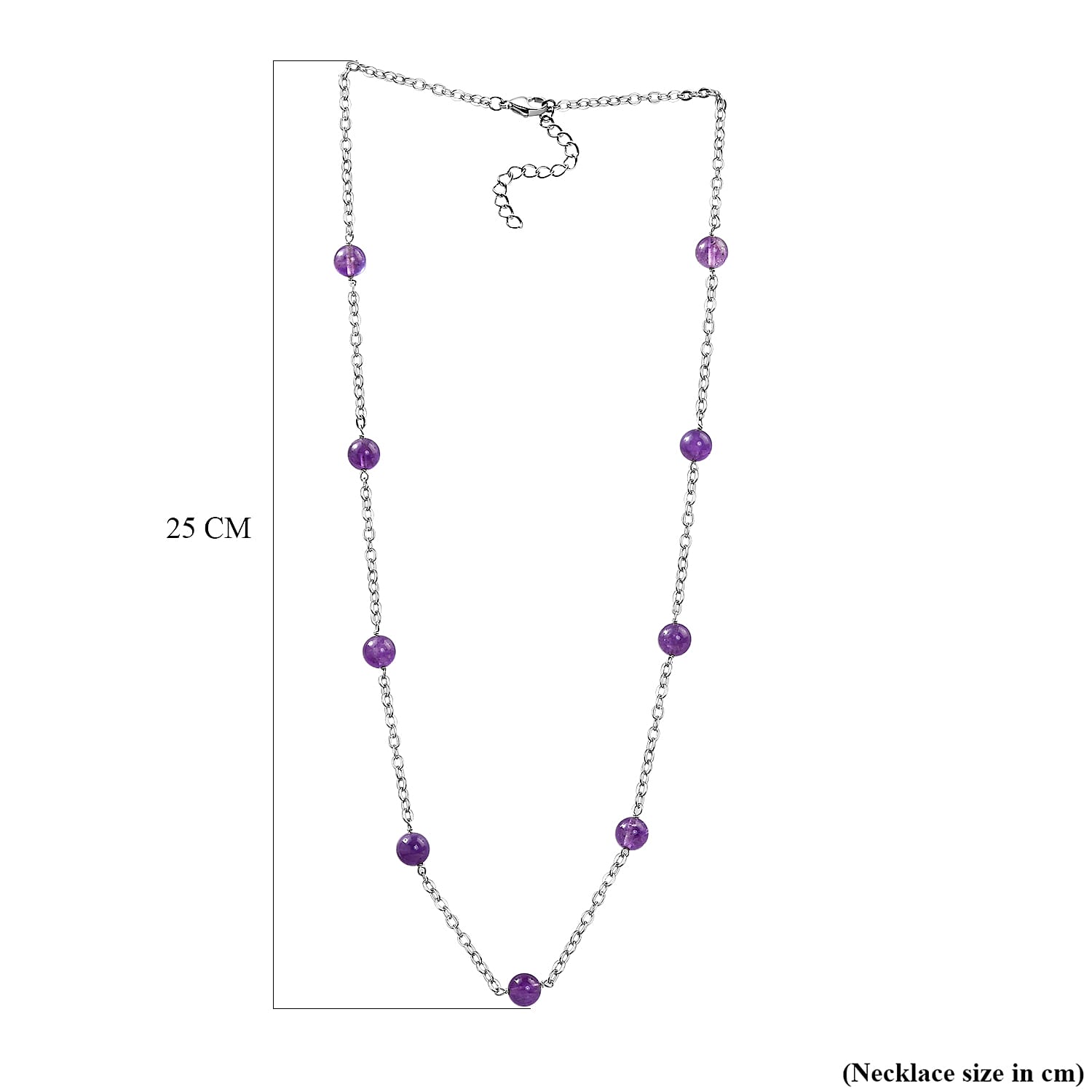 Amethyst Station Beads Necklace (Size - 24-2 inch Ext) 24.60 Ct.