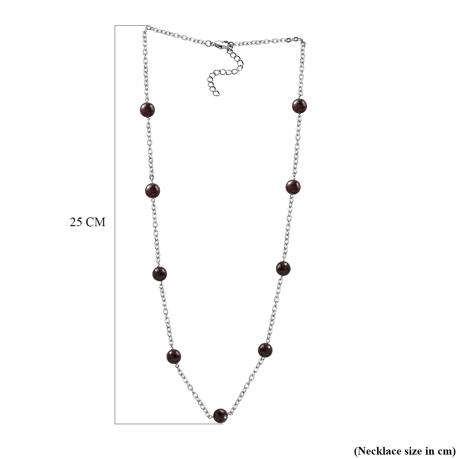 Rhodolite Garnet Station Beads Necklace (Size - 24-2 inch Ext.) 58.00 Ct.