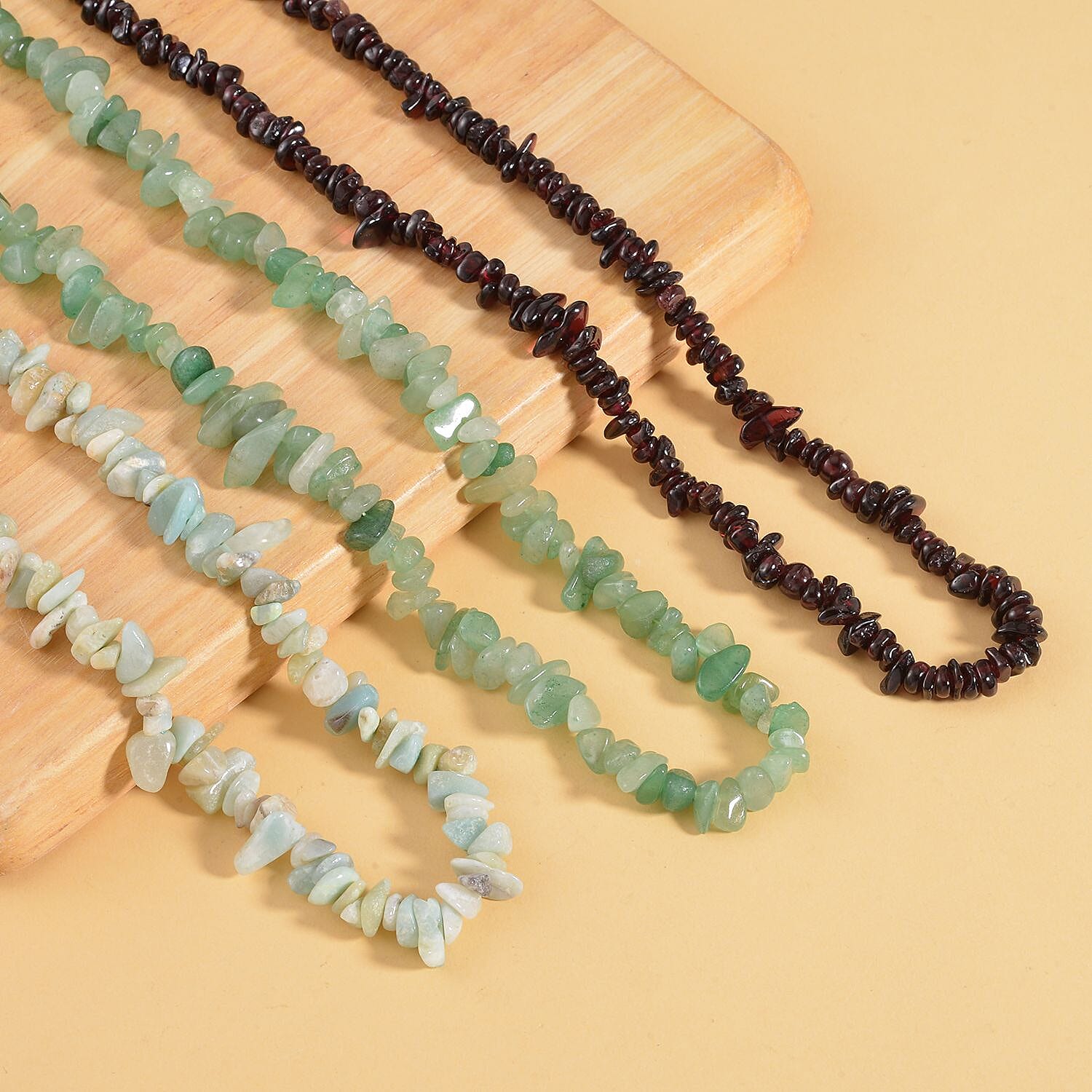 Set of 3 - Red Garnet, Green Aventurine and Multi Colour Amazonite Necklace (Size - 20) 635.35 Ct.
