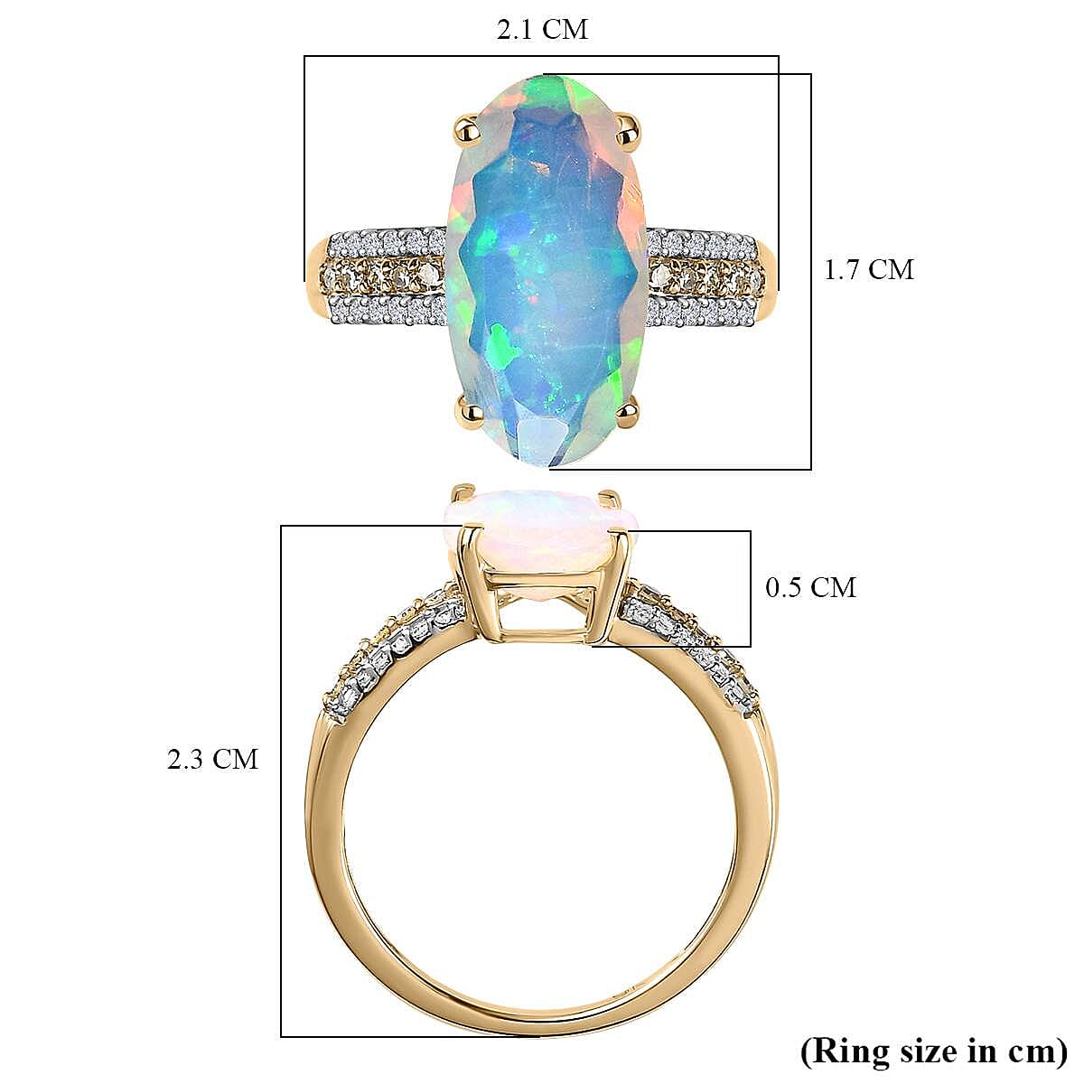 9K Yellow Gold Ethiopian Welo Opal Natural Yellow Diamond & White Diamond Ring 2.89 Ct 9K Yellow Gold Ethiopian Welo Opal Natural Yellow Diamond & White Diamond Ring 2.89 Ct