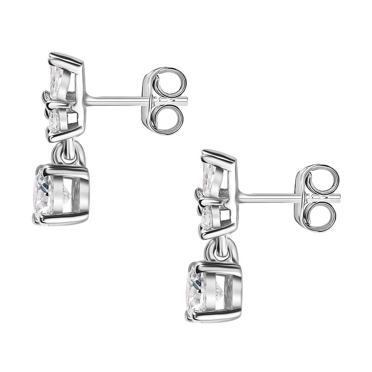 Moissanite Earrings in Platinum Overlay Sterling Silver 1.33 Ct.