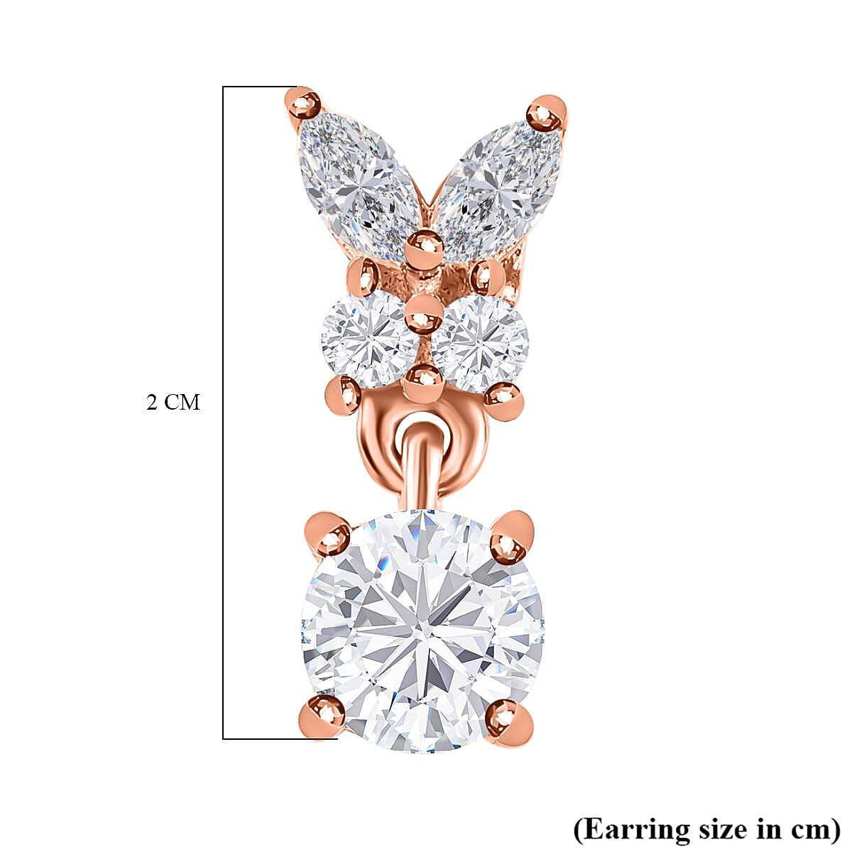 Moissanite Earrings in 18K Rose Gold Vermeil Plated Sterling Silver 1.33 Ct.