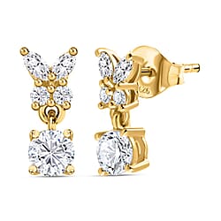 Moissanite Earrings in Platinum Overlay Sterling Silver 1.33 Ct.