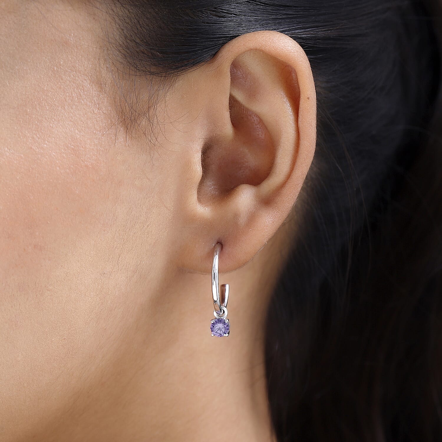 Multi Gemstone Dangle Earrings in Platinum Overlay Sterling Silver 6.78 Ct.