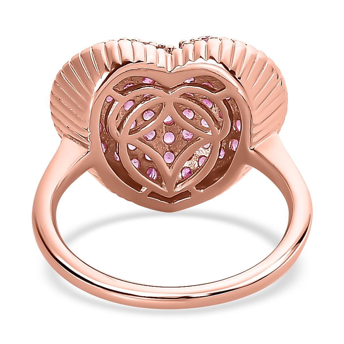 Madagascar Pink Sapphire Heart Ring in 18K Rose Gold Vermeil Plated Sterling Silver 1.36 Ct Madagascar Pink Sapphire Heart Ring in 18K Rose Gold Vermeil Plated Sterling Silver 1.36 Ct