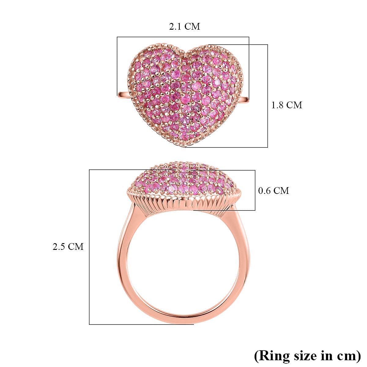 Madagascar Pink Sapphire Heart Ring in 18K Rose Gold Vermeil Plated Sterling Silver 1.36 Ct Madagascar Pink Sapphire Heart Ring in 18K Rose Gold Vermeil Plated Sterling Silver 1.36 Ct