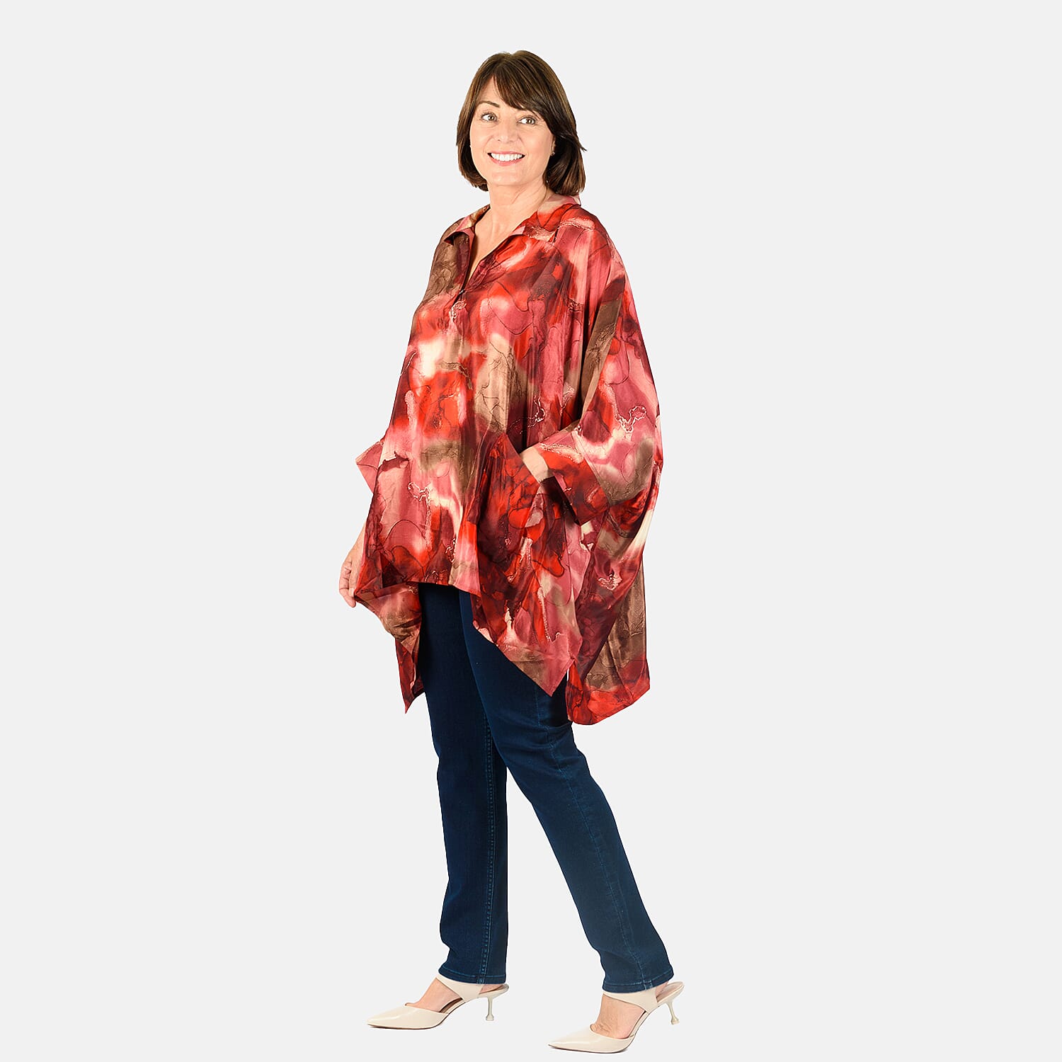 Floral Printed Top with Pockets (One Size 8-18) - Red