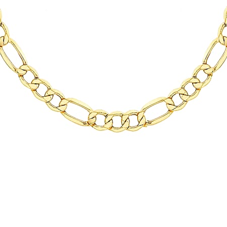 Diamond Cut Figaro Chain 18 Inch in 9K Yellow Gold