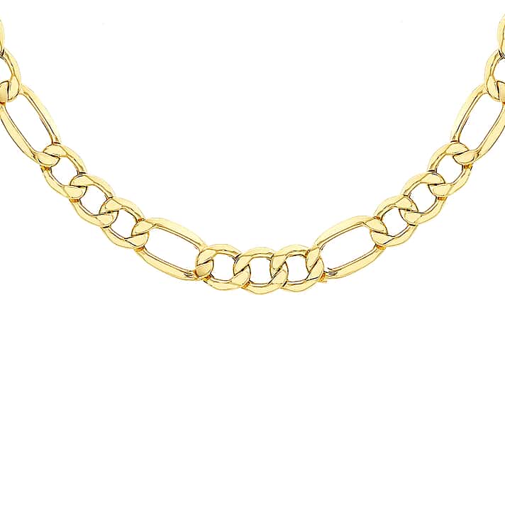 Diamond Cut Figaro Chain 16 Inch in 9K Yellow Gold