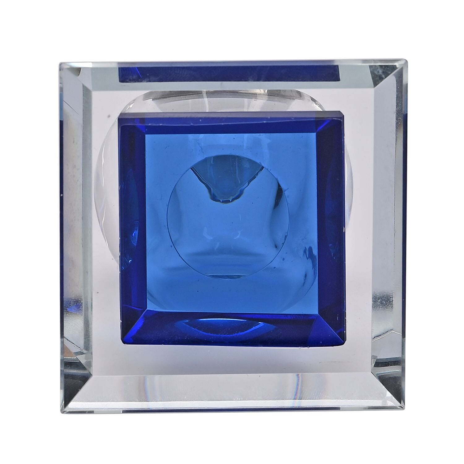 Spherical Glass Table Clock with Roman Numrals - Blue