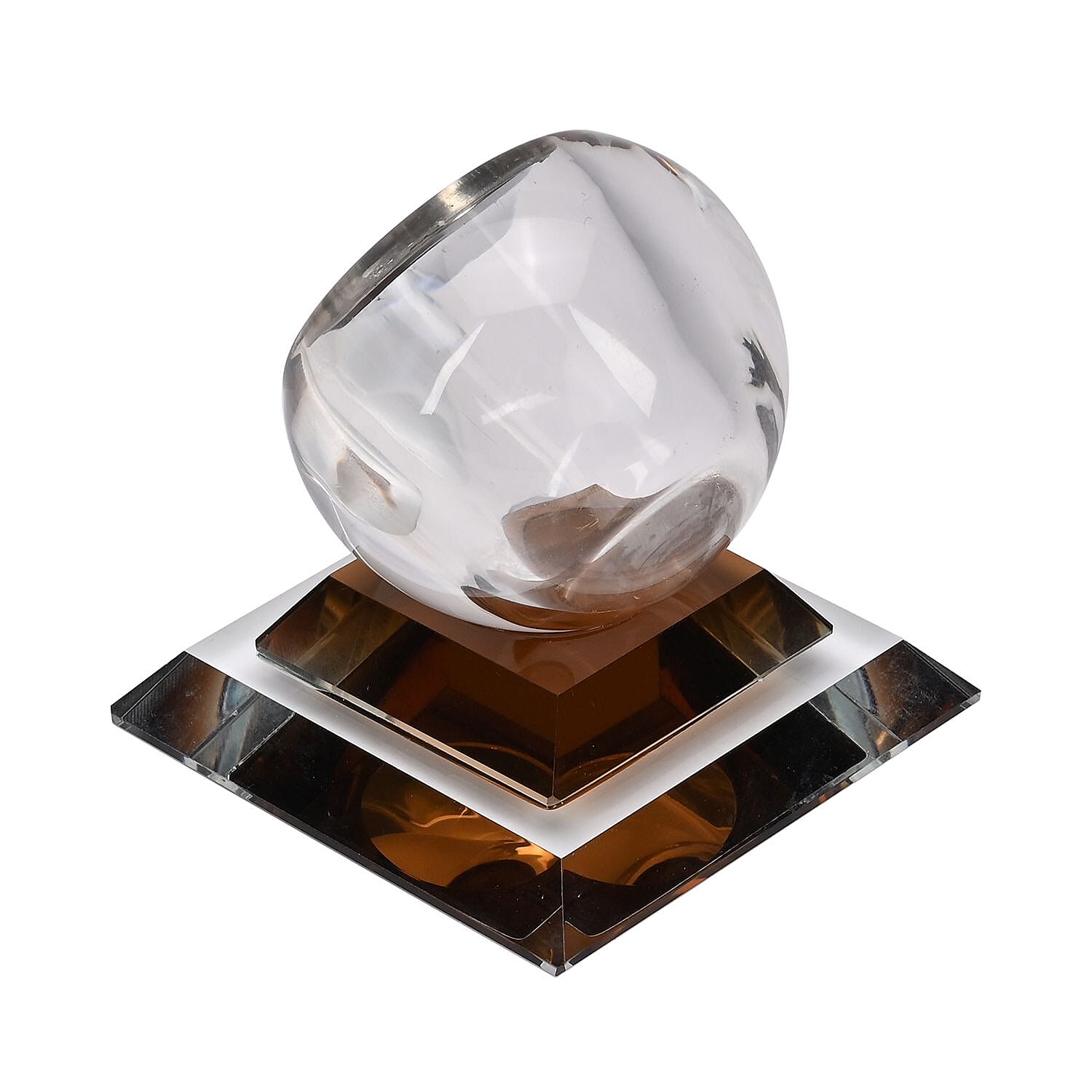 Spherical Glass Table Clock with Roman Numrals - Yellow