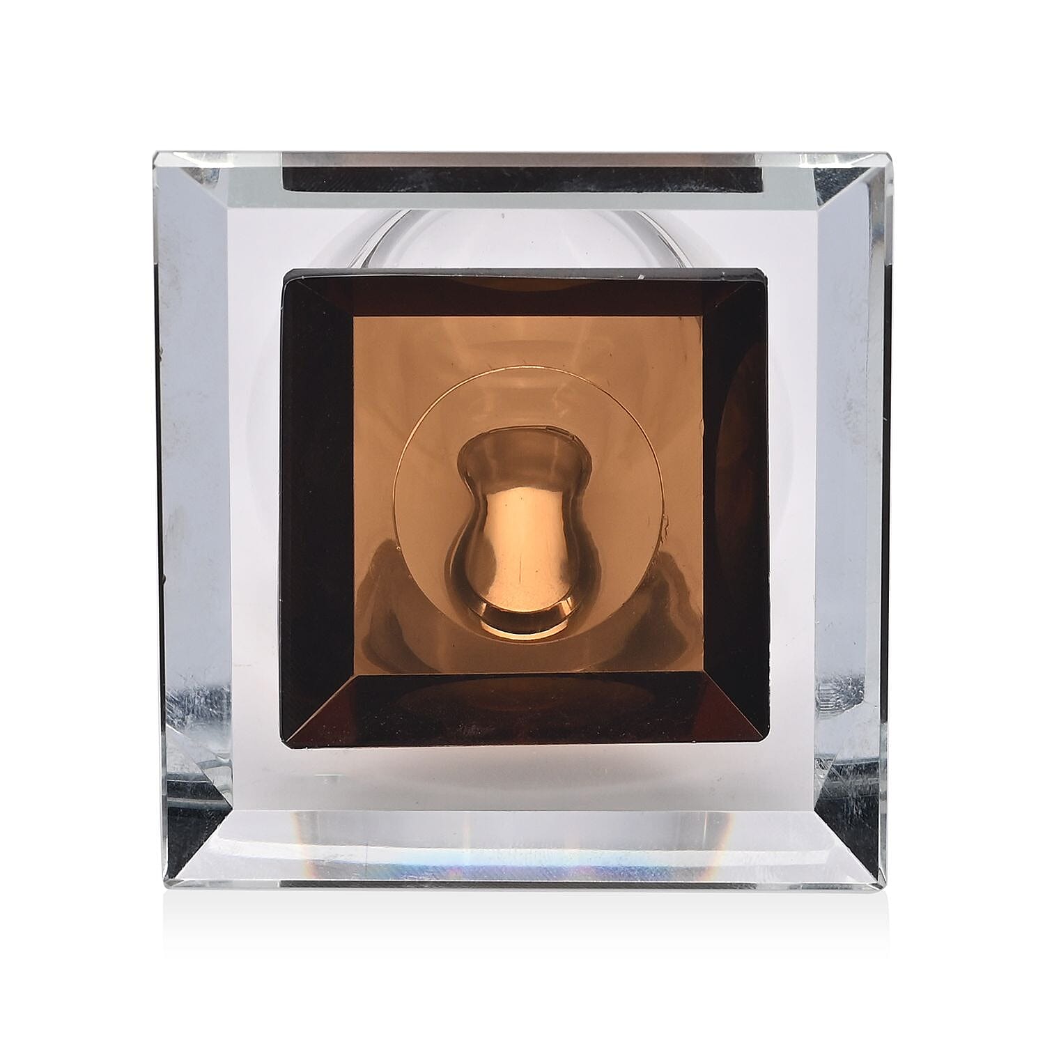 Spherical Glass Table Clock with Roman Numrals - Yellow