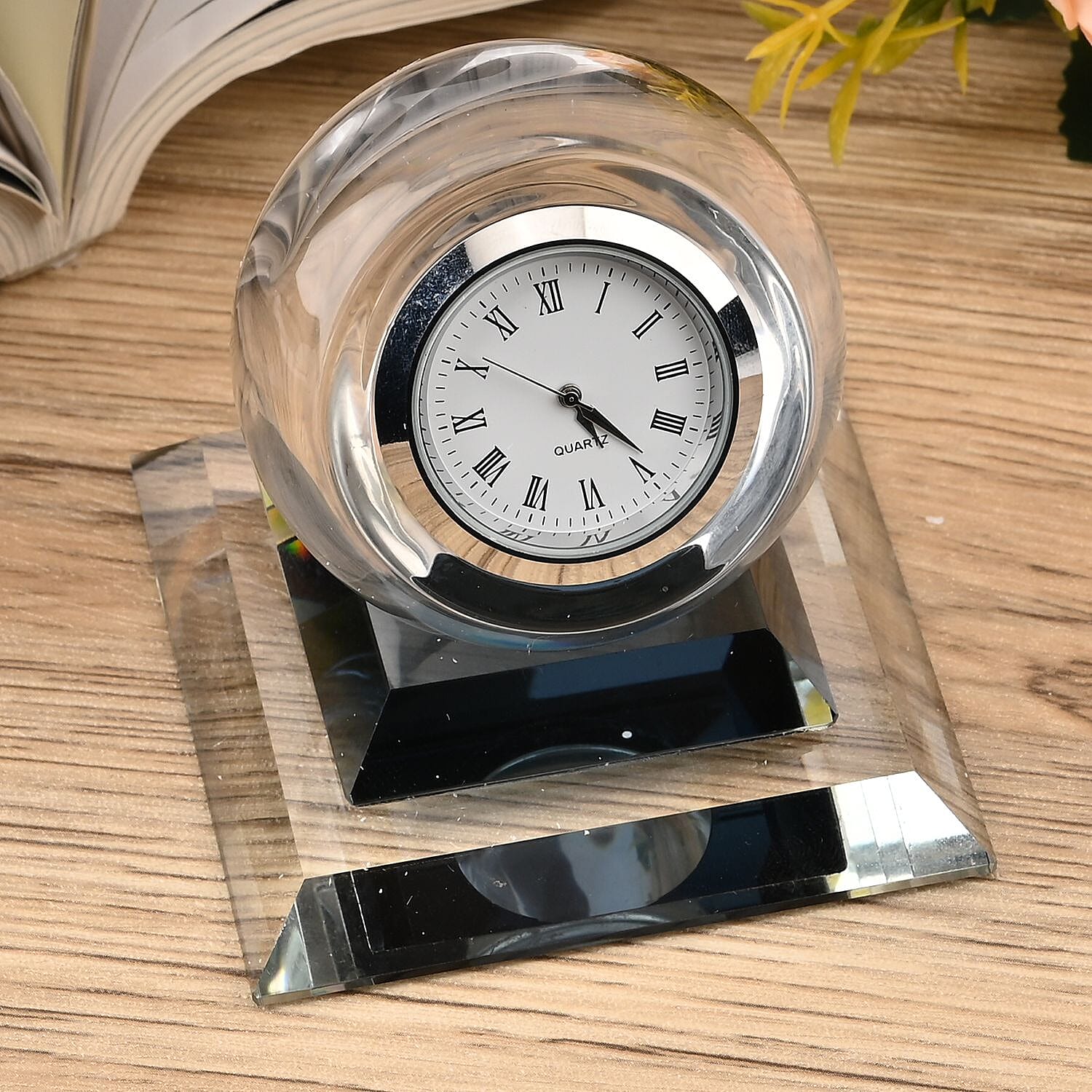 Spherical Glass Table Clock with Roman Numerals - 7579447 - TJC